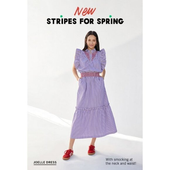 💕CLARE V. ANTHROPOLOGIE💕 Joelle Dress ~ Lilac Striped Print Large L NWT - Picture 9 of 16